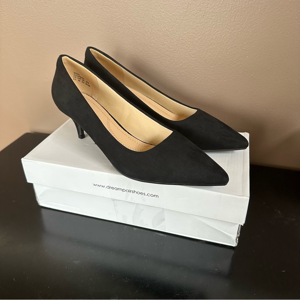 DREAM PAIRS Women Classic Pointed Toe Wedding Low Heel Slip On Pump Shoes S- 8.5